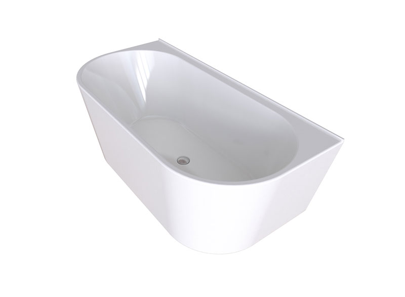 The Alegra back-to-wall freestanding bath with beautiful curved edges