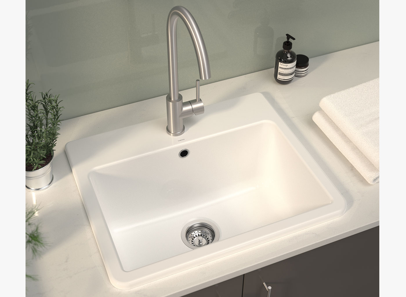 the stylish ceramic basin is an impressive design alternative to stainless steel tubs for laundry applications. The basin has been designed with a generous bowl capacity of 34L that is suitable for all purposes.