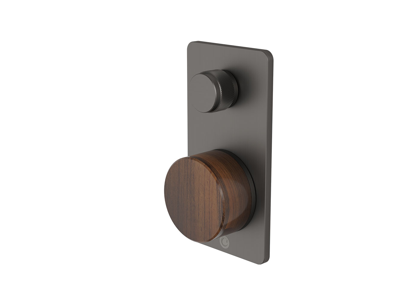 Striking gunmetal tapware featuring a metal knurled detailed handle and your choice of signature Tasmanian timber handle to create a luxury tapware range like none you've seen before.