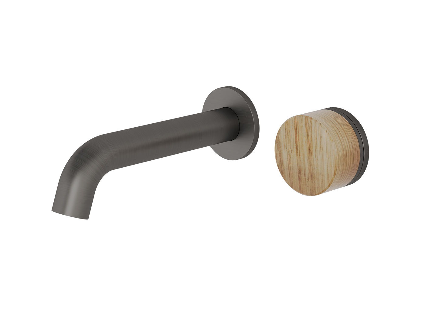 Striking gunmetal tapware featuring a metal knurled detailed handle and your choice of signature Tasmanian timber handle to create a luxury tapware range like none you've seen before.