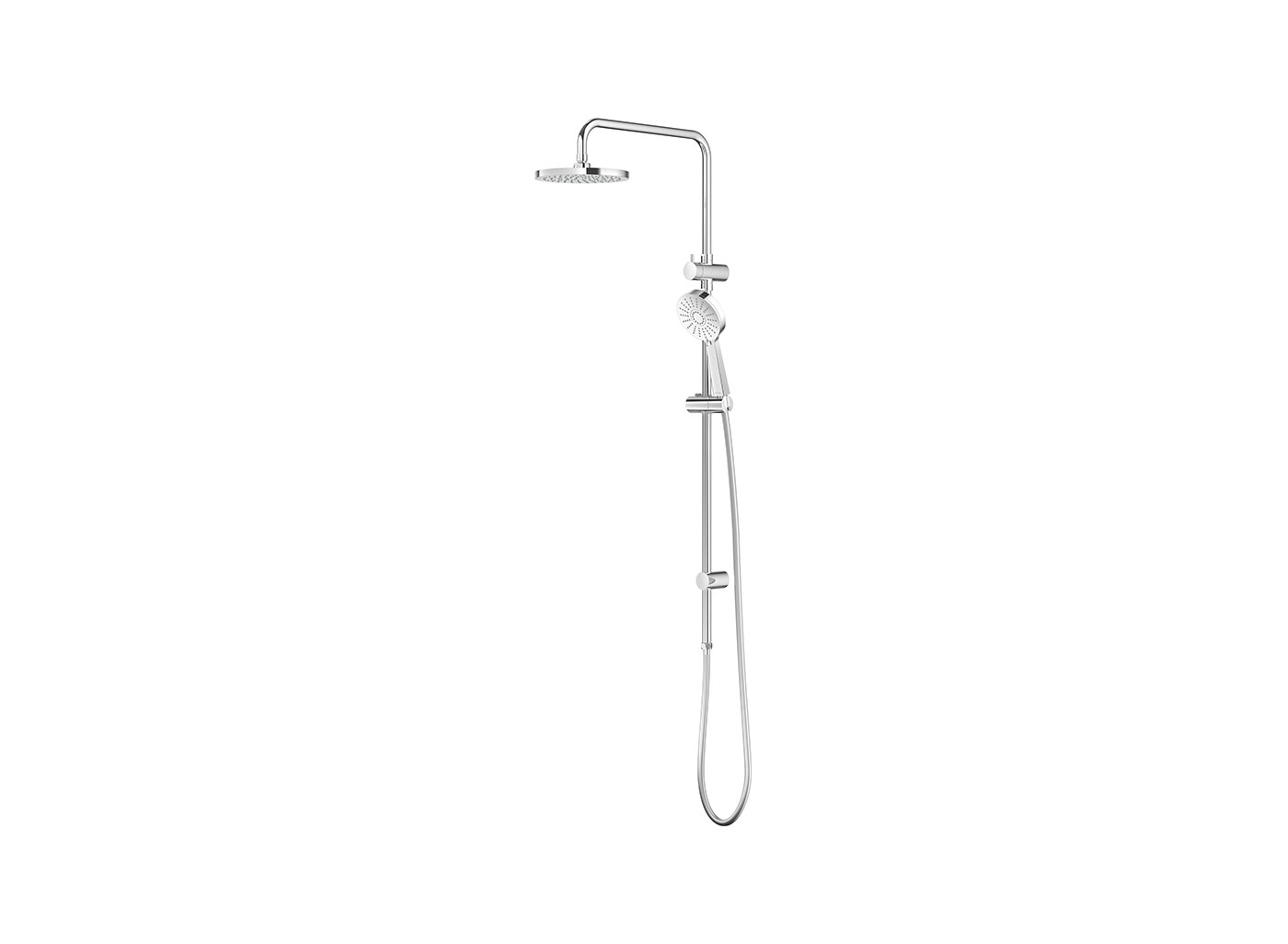 - 3 function Krome handset and single function chrome plated 200mm overhead drencher