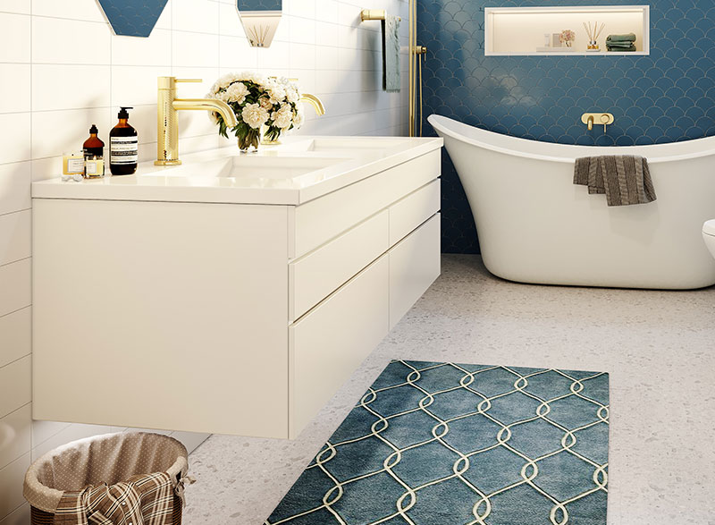 The Mariner presents a classic design for traditional bathrooms with a modern aesthetic. Available in a wide range of tops and finishes. Quality meets style.