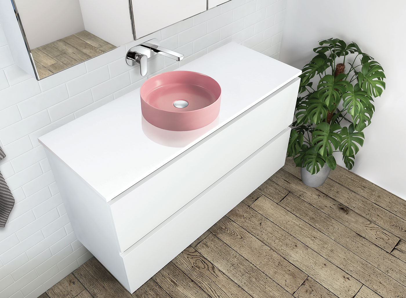 reba above counter basin matte industrial pink 4
