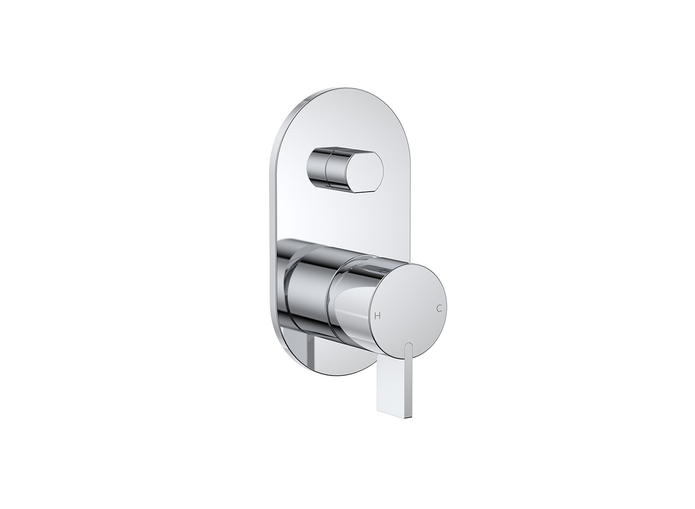 The Round Blade Wall Mixer with Diverter allows you to effortlessly choose between diverting water to your shower or your bath outlet.
