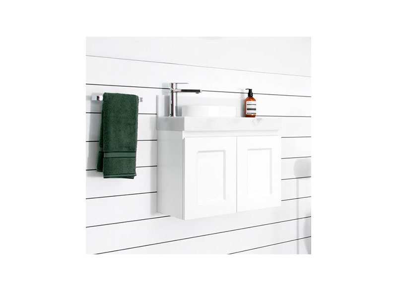 - Wall hung vanity with 60mm benchtop